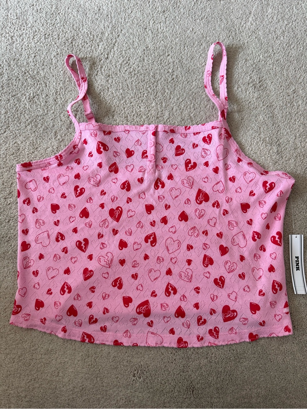 NWT! Victoria's Secret Pink Pointelle Henley Cami Size XL